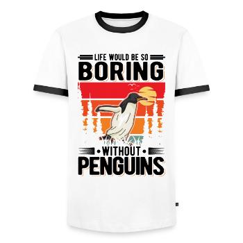 Life would be so boring without Penguins Pinguin - Männer Kontrast-T-Shirt - Weiß/Schwarz - Vorne - AI Model Female 172 light (172cm) & AI Model Male 178 dark (178cm)