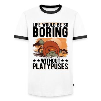 Platypus Gift Platypus - Men's Ringer Shirt - white/black - Front - AI Model Female 172 light (172cm) & AI Model Male 178 dark (178cm)