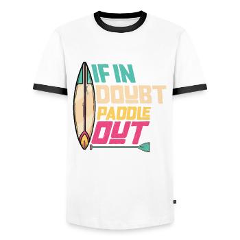 En cas de doute Paddle Out Standup Paddle Board - T-shirt contrasté Homme - blanc/noir - Devant - AI Model Female 172 light (172cm) & AI Model Male 178 dark (178cm)
