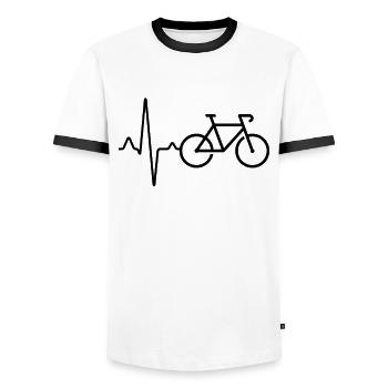 Bicycle Heartbeat - Men's Ringer Shirt - white/black - Front - AI Model Female 172 light (172cm) & AI Model Male 178 dark (178cm)