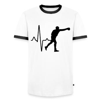 Boxing Heartbeat - Men's Ringer Shirt - white/black - Front - AI Model Female 172 light (172cm) & AI Model Male 178 dark (178cm)