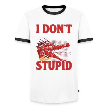 Ich dulde keine dummen Menschen Mürrischer Drache - Männer Kontrast-T-Shirt - Weiß/Schwarz - Vorne - AI Model Female 172 light (172cm) & AI Model Male 178 dark (178cm)