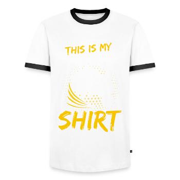 Extreme Sports Parkour C’est ma chemise backflip - T-shirt contrasté Homme - blanc/noir - Devant - AI Model Female 172 light (172cm) & AI Model Male 178 dark (178cm)