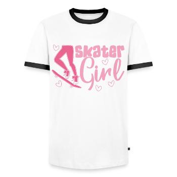 Skater-mädchen Für Skateboarder - Männer Kontrast-T-Shirt - Weiß/Schwarz - Vorne - AI Model Female 172 light (172cm) & AI Model Male 178 dark (178cm)
