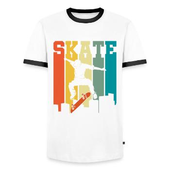 Skate Retro Für Skateboarder - Männer Kontrast-T-Shirt - Weiß/Schwarz - Vorne - AI Model Female 172 light (172cm) & AI Model Male 178 dark (178cm)