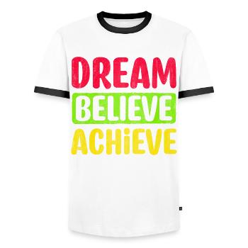 Motivate Inspire Encouragement Positivity Slogan - Men's Ringer Shirt - white/black - Front - AI Model Female 172 light (172cm) & AI Model Male 178 dark (178cm)