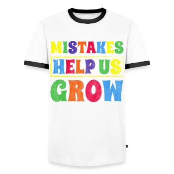 Mistakes Help Us Grow Inspire Encouragement - Männer Kontrast-T-Shirt - Weiß/Schwarz - Vorne - AI Model Female 172 light (172cm) & AI Model Male 178 dark (178cm)