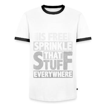 Kindness Is Free Sprinkle That Stuff Everywhere - Men's Ringer Shirt - white/black - Front - AI Model Female 172 light (172cm) & AI Model Male 178 dark (178cm)