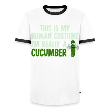Gurke Gurkenkostüm Gurken - Männer Kontrast-T-Shirt - Weiß/Schwarz - Vorne - AI Model Female 172 light (172cm) & AI Model Male 178 dark (178cm)