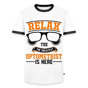 Relax The greatest Optometrist is here Optiker - Männer Kontrast-T-Shirt - Weiß/Schwarz - Vorne - AI Model Female 172 light (172cm) & AI Model Male 178 dark (178cm)