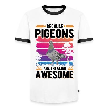 Parce que les pigeons flippent génial Taube - T-shirt contrasté Homme - blanc/noir - Devant - AI Model Female 172 light (172cm) & AI Model Male 178 dark (178cm)