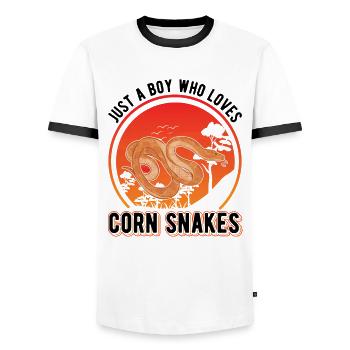 Serpent de maïs Jeune serpent de maïs - T-shirt contrasté Homme - blanc/noir - Devant - AI Model Female 172 light (172cm) & AI Model Male 178 dark (178cm)