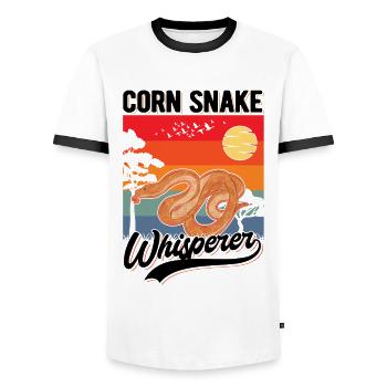 Kornnatter Flüsterer Corn Snake Whisperer - Men's Ringer Shirt - white/black - Front - AI Model Female 172 light (172cm) & AI Model Male 178 dark (178cm)