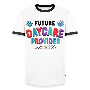 Childcare Daycare Provider Teacher - Men's Ringer Shirt - white/black - Front - AI Model Female 172 light (172cm) & AI Model Male 178 dark (178cm)