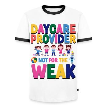 Childcare Daycare Provider Teacher - Men's Ringer Shirt - white/black - Front - AI Model Female 172 light (172cm) & AI Model Male 178 dark (178cm)