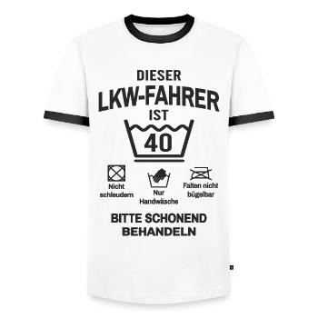 40. Geburtstag LKW Fahrer Lustig 40 Jahre - Männer Kontrast-T-Shirt - Weiß/Schwarz - Vorne - AI Model Female 172 light (172cm) & AI Model Male 178 dark (178cm)