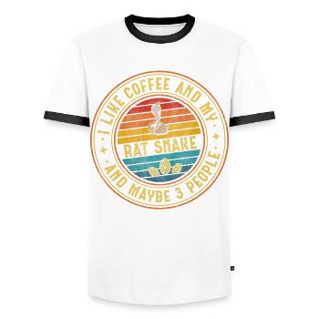 I Like Coffee And My Rat Snake And Maybe 3 People - Männer Kontrast-T-Shirt - Weiß/Schwarz - Vorne - AI Model Female 172 light (172cm) & AI Model Male 178 dark (178cm)