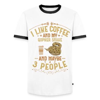 Coffee And My Gopher Snake And Maybe 3 People Boa - Männer Kontrast-T-Shirt - Weiß/Schwarz - Vorne - AI Model Female 172 light (172cm) & AI Model Male 178 dark (178cm)