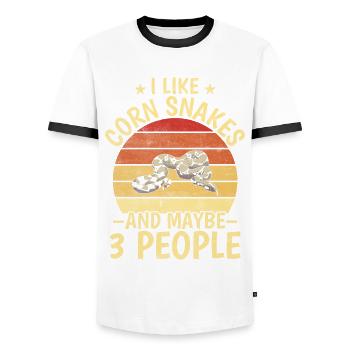 Corn Snakes And Maybe 3 People - Männer Kontrast-T-Shirt - Weiß/Schwarz - Vorne - AI Model Female 172 light (172cm) & AI Model Male 178 dark (178cm)