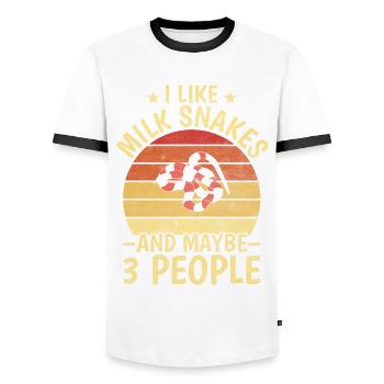 J’aime les serpents de lait et peut-être 3 personnes Boa Reptile - T-shirt contrasté Homme - blanc/noir - Devant - AI Model Female 172 light (172cm) & AI Model Male 178 dark (178cm)