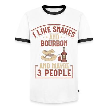 Snakes And Bourbon And Maybe 3 People Snake - Männer Kontrast-T-Shirt - Weiß/Schwarz - Vorne - AI Model Female 172 light (172cm) & AI Model Male 178 dark (178cm)