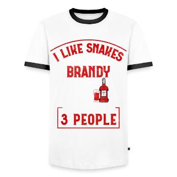I Like Snakes And Brandy And Maybe 3 People Snake - Männer Kontrast-T-Shirt - Weiß/Schwarz - Vorne - AI Model Female 172 light (172cm) & AI Model Male 178 dark (178cm)
