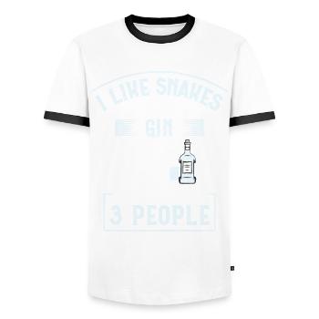 I Like Snakes And Gin And Maybe 3 People Snake - Männer Kontrast-T-Shirt - Weiß/Schwarz - Vorne - AI Model Female 172 light (172cm) & AI Model Male 178 dark (178cm)