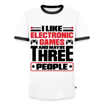 I Like Electronic Games And Maybe Thee People Vide - Männer Kontrast-T-Shirt - Weiß/Schwarz - Vorne - AI Model Female 172 light (172cm) & AI Model Male 178 dark (178cm)