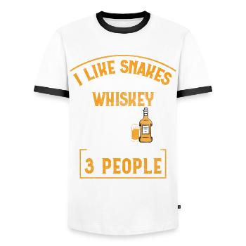 I Like Snakes And Whiskey And Maybe 3 People Snake - Männer Kontrast-T-Shirt - Weiß/Schwarz - Vorne - AI Model Female 172 light (172cm) & AI Model Male 178 dark (178cm)