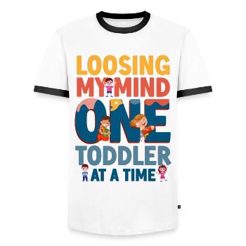Fournisseur de services de garde d’enfants Enseignant - T-shirt contrasté Homme - blanc/noir - Devant - AI Model Female 172 light (172cm) & AI Model Male 178 dark (178cm)