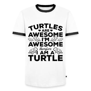Turtles are great I'm great - Men's Ringer Shirt - white/black - Front - AI Model Female 172 light (172cm) & AI Model Male 178 dark (178cm)