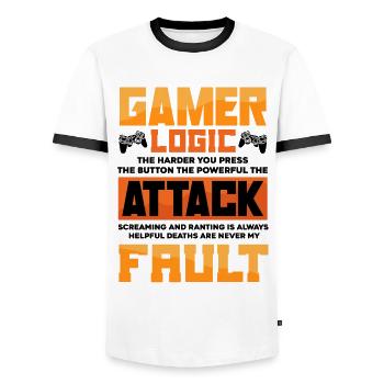 Gamer Logic The Harder You Press The Button Video - Männer Kontrast-T-Shirt - Weiß/Schwarz - Vorne - AI Model Female 172 light (172cm) & AI Model Male 178 dark (178cm)