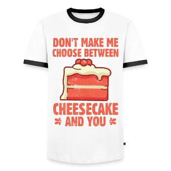 Ne me faites pas choisir entre un gâteau au fromage et vous - T-shirt contrasté Homme - blanc/noir - Devant - AI Model Female 172 light (172cm) & AI Model Male 178 dark (178cm)