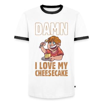 I Love My Cheesecake Dessert Food lover Baker - Männer Kontrast-T-Shirt - Weiß/Schwarz - Vorne - AI Model Female 172 light (172cm) & AI Model Male 178 dark (178cm)