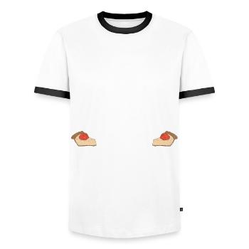 I Don't Need Therapy I Just Need To Eat Cheesecake - Men's Ringer Shirt - white/black - Front - AI Model Female 172 light (172cm) & AI Model Male 178 dark (178cm)