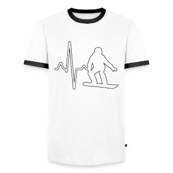 Snowboarding Heartbeat - Men's Ringer Shirt - white/black - Front - AI Model Female 172 light (172cm) & AI Model Male 178 dark (178cm)