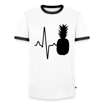 Pineapple heartbeat - Men's Ringer Shirt - white/black - Front - AI Model Female 172 light (172cm) & AI Model Male 178 dark (178cm)