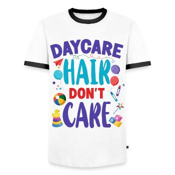 Childcare Daycare Provider Teacher - Men's Ringer Shirt - white/black - Front - AI Model Female 172 light (172cm) & AI Model Male 178 dark (178cm)