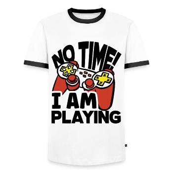 No Time I Am Playing Video Game Player Gamer Gamin - Männer Kontrast-T-Shirt - Weiß/Schwarz - Vorne - AI Model Female 172 light (172cm) & AI Model Male 178 dark (178cm)