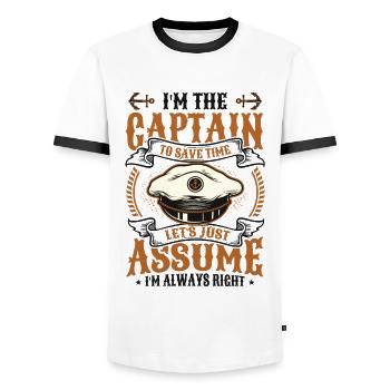 I am the captain I am always right - Men's Ringer Shirt - white/black - Front - AI Model Female 172 light (172cm) & AI Model Male 178 dark (178cm)