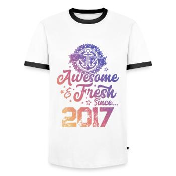 2017 awesome fresh - Männer Kontrast-T-Shirt - Weiß/Schwarz - Vorne - AI Model Female 172 light (172cm) & AI Model Male 178 dark (178cm)