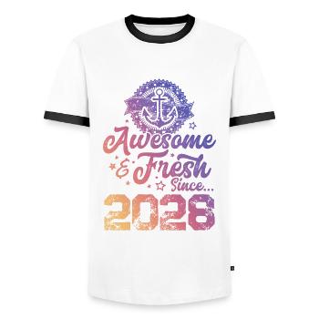 2028 awesome fresh - Männer Kontrast-T-Shirt - Weiß/Schwarz - Vorne - AI Model Female 172 light (172cm) & AI Model Male 178 dark (178cm)
