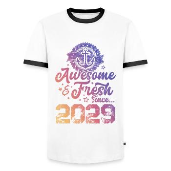 2029 awesome fresh - Männer Kontrast-T-Shirt - Weiß/Schwarz - Vorne - AI Model Female 172 light (172cm) & AI Model Male 178 dark (178cm)