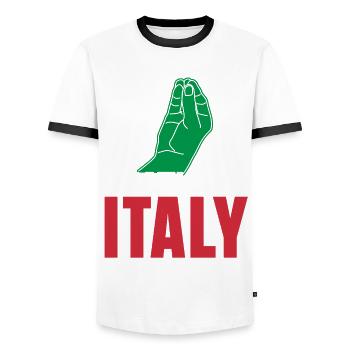Italie Sardaigne Sicile Corse - T-shirt contrasté Homme - blanc/noir - Devant - AI Model Female 172 light (172cm) & AI Model Male 178 dark (178cm)