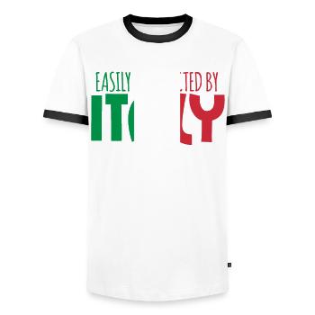 Italie Sardaigne Corse Sicile - T-shirt contrasté Homme - blanc/noir - Devant - AI Model Female 172 light (172cm) & AI Model Male 178 dark (178cm)