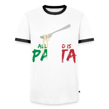 Italie Pâtes Corse Sicile Sardaigne - T-shirt contrasté Homme - blanc/noir - Devant - AI Model Female 172 light (172cm) & AI Model Male 178 dark (178cm)