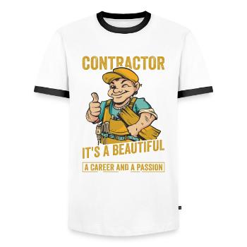 Entrepreneur général Construction Bricoleur Constructeur - T-shirt contrasté Homme - blanc/noir - Devant - AI Model Female 172 light (172cm) & AI Model Male 178 dark (178cm)