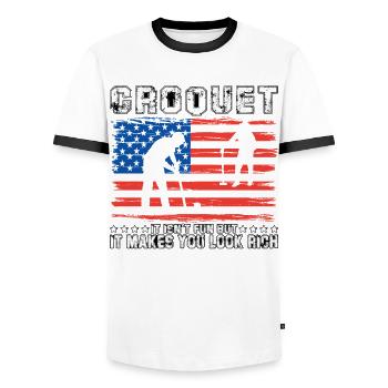 Croquet it isn't fun but it makes you look rich - Männer Kontrast-T-Shirt - Weiß/Schwarz - Vorne - AI Model Female 172 light (172cm) & AI Model Male 178 dark (178cm)
