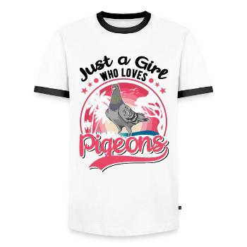 Pigeon Girls Pigeon Fanciers - Men's Ringer Shirt - white/black - Front - AI Model Female 172 light (172cm) & AI Model Male 178 dark (178cm)