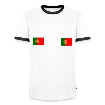 Portugal Portugiese Portugiesisches - Männer Kontrast-T-Shirt - Weiß/Schwarz - Vorne - AI Model Female 172 light (172cm) & AI Model Male 178 dark (178cm)